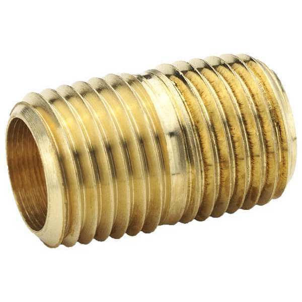 Nipple, Brass, 1/4 in Pipe Size, MNPT