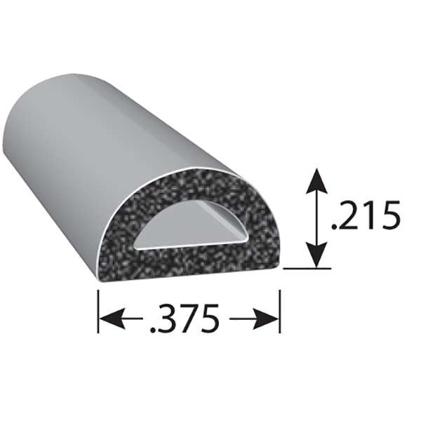 Foam Rubber Seal w/Adhesive Back, 0.22 in