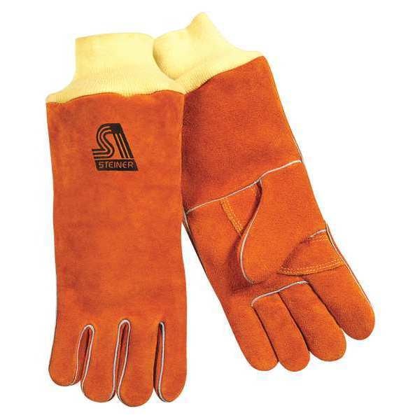 Stick Welding Gloves, Cowhide Palm, L, PR