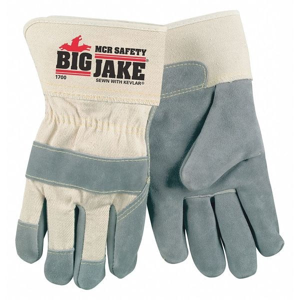 Leather Palm Gloves, White, L, Vend, PR