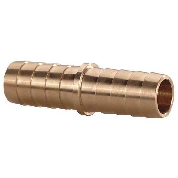 Barbed Hose Mender, Straight, For 3/8 in Hose ID, Hose Barb x Hose Barb, Male x Male, Brass, 6AFH5