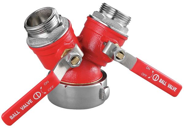 WYE Valve, 2-1/2 NST x 1-1/2 NST, Brass