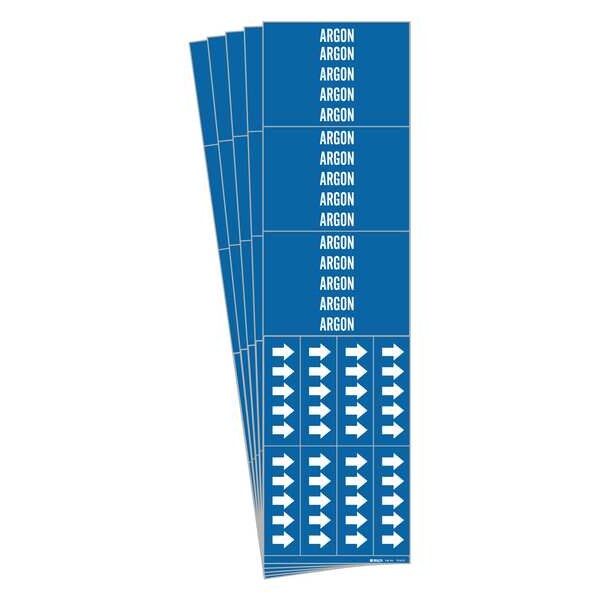 Pipe Marker, Adhesive, White, Argon, PK5, 7016-3C-PK