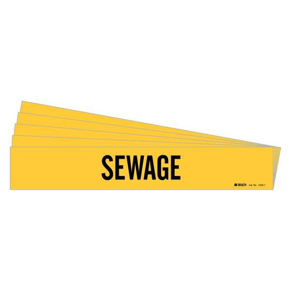 Pipe Marker, Adhesive, Black, Sewage, PK5, 7258-1-PK