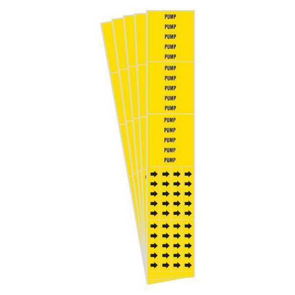 Pipe Marker, Adhesive, Black, Pump, PK5, 7228-3C-PK