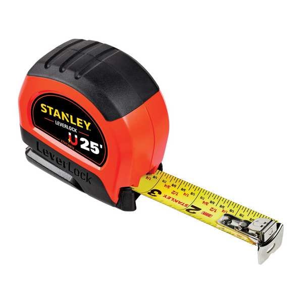 Tape Measure, 25ft L., SAE, Orange