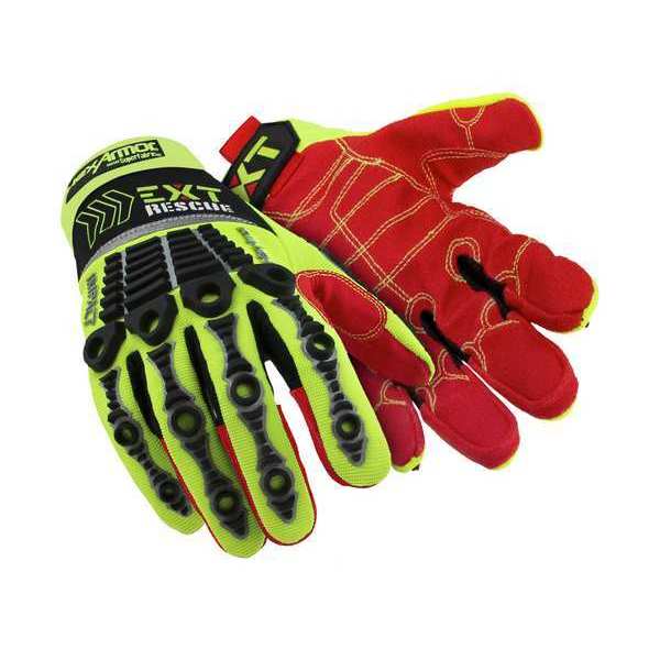 Safety Gloves, Black/Hi-Vis Grn/Red, XL, PR