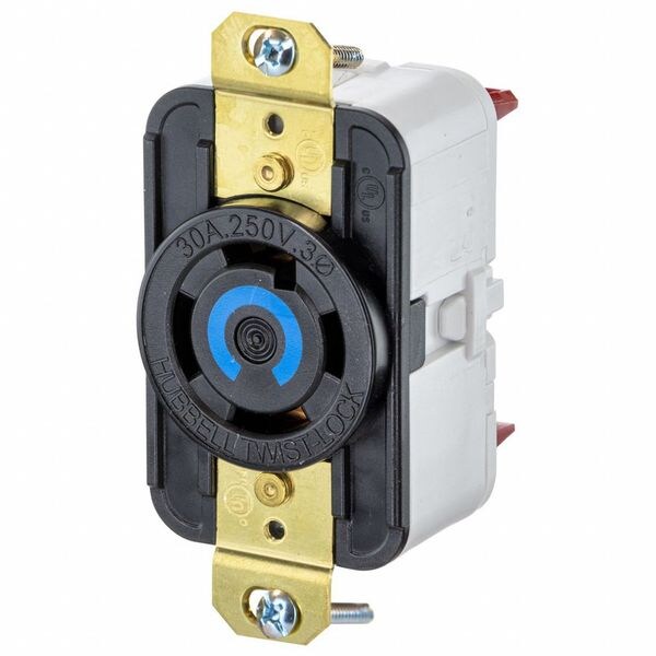 HBL2720ST - Twist-Lock® EdgeConnect⢠Receptacle with Spring Termination, 30A, 3P 250V, L15-30R, Black