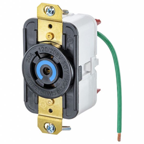HBL2510ST - Twist-Lock® EdgeConnect⢠Receptacle with Spring Termination, 20A, 3PH 120/208V, L21-20R, Black