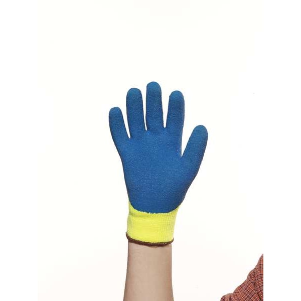 Hi-Vis Cut Resistant Coated Gloves, A3 Cut Level, Natural Rubber Latex, L, 1 PR