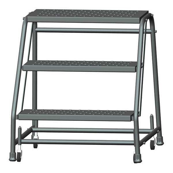 28 1/2 in H Steel Rolling Ladder, 3 Steps