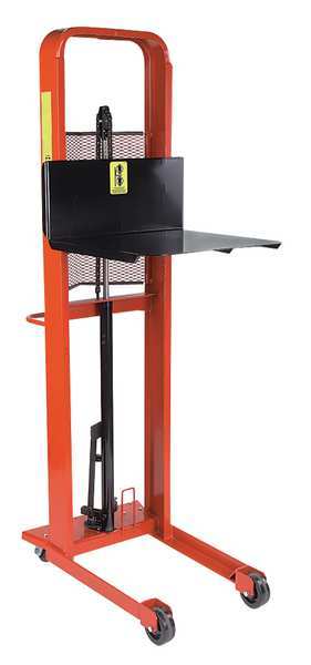 Manual Hand-Truck-Style Platform Lift, Manual, 1,000 lb Load Capacity, Foot Pump Lift Control