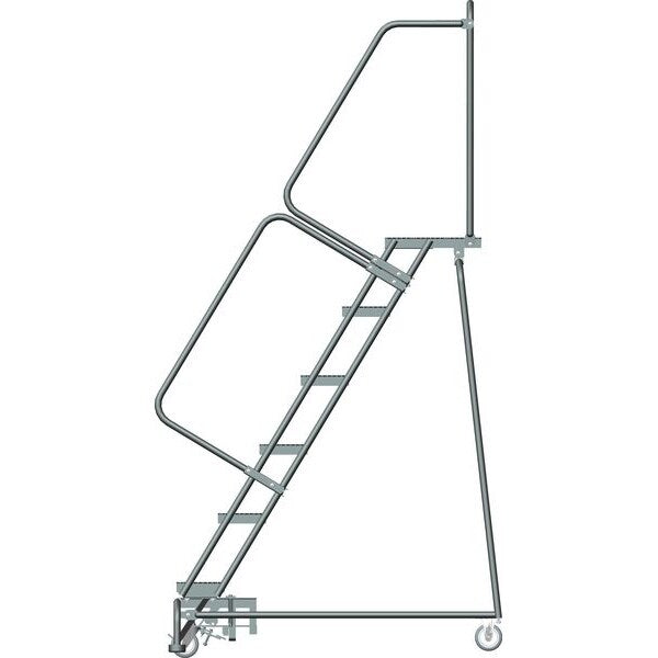 93 in H Steel Lockstep Rolling Ladder, 6 Steps, 450 lb Load Capacity