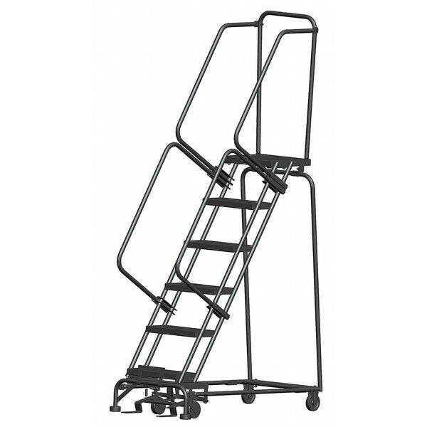 93 in H Steel Lockstep Rolling Ladder, 6 Steps, 450 lb Load Capacity
