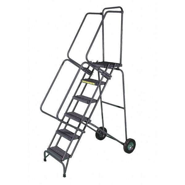 153 in H Steel Folding Rolling Ladder, 12 Steps