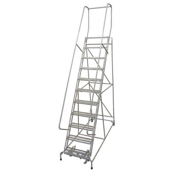 140 in H Steel Rolling Ladder, 11 Steps