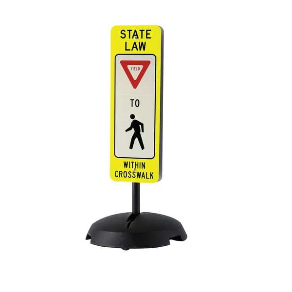 Traffic Sign with Base, 36 in Height, 12 in Width, Aluminum, Vertical Rectangle, English