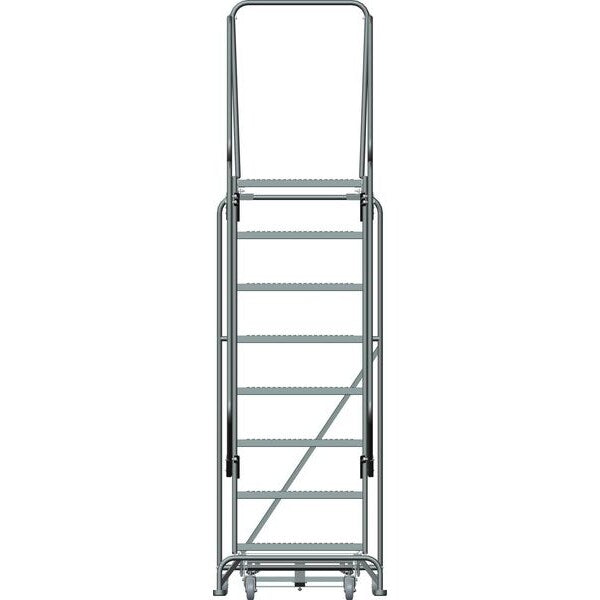 113 in H Steel Rolling Ladder, 8 Steps