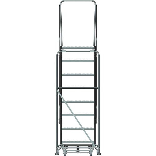113 in H Steel Rolling Ladder, 8 Steps