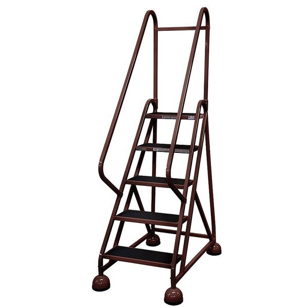 75 in H Steel Rolling Ladder, 5 Steps