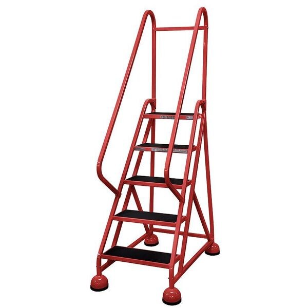 75 in H Steel Rolling Ladder, 5 Steps