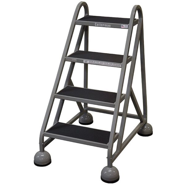 40 in H Steel Rolling Ladder, 4 Steps