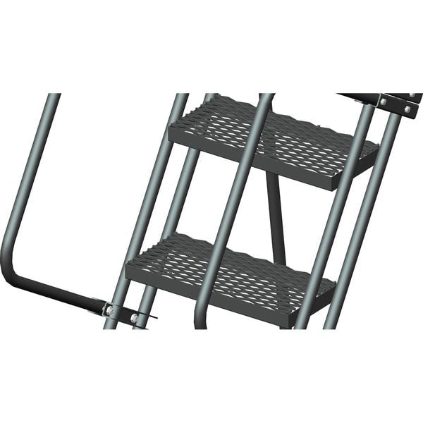 113 in H Steel Rolling Ladder, 8 Steps