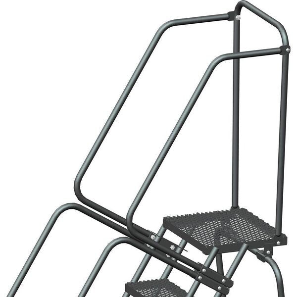 113 in H Steel Rolling Ladder, 8 Steps