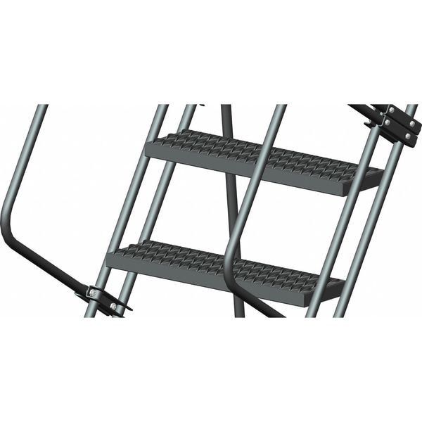 113 in H Steel Rolling Ladder, 8 Steps