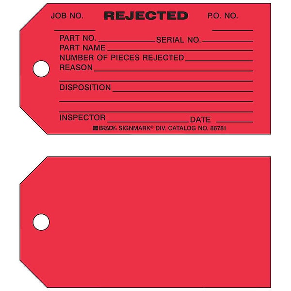 Prod Stat Tag, 3 x 5-3/4 In, Bk/R, PK100