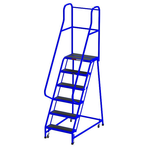 103 in H Steel Rolling Ladder, 6 Steps, 450 lb Load Capacity