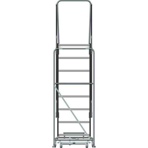 113 in H Steel Rolling Ladder, 8 Steps
