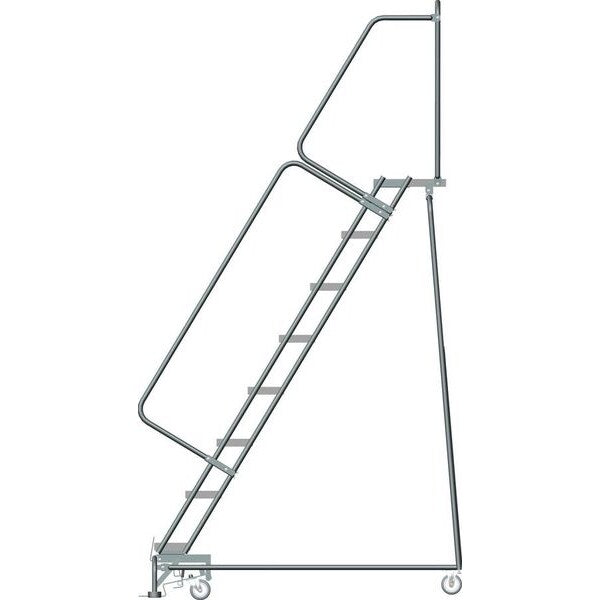 113 in H Steel Rolling Ladder, 8 Steps