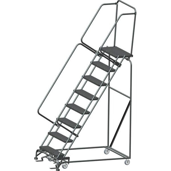 113 in H Steel Rolling Ladder, 8 Steps