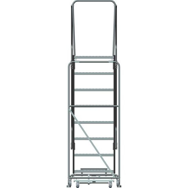 113 in H Steel Rolling Ladder, 8 Steps