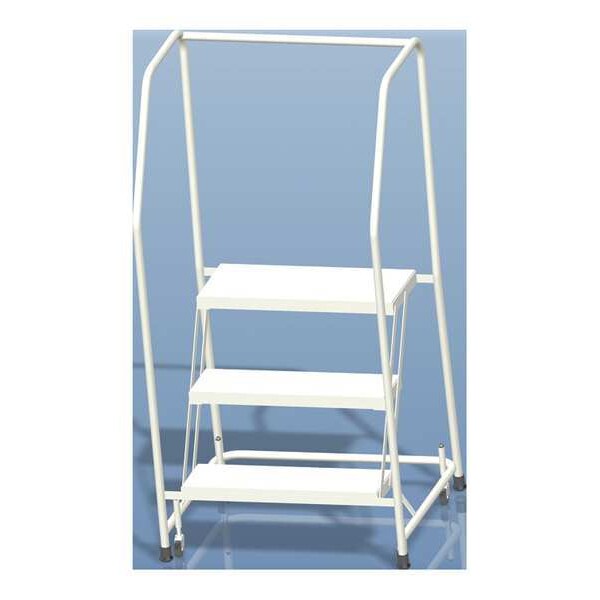 58 1/2 in H Aluminum Rolling Ladder, 3 Steps