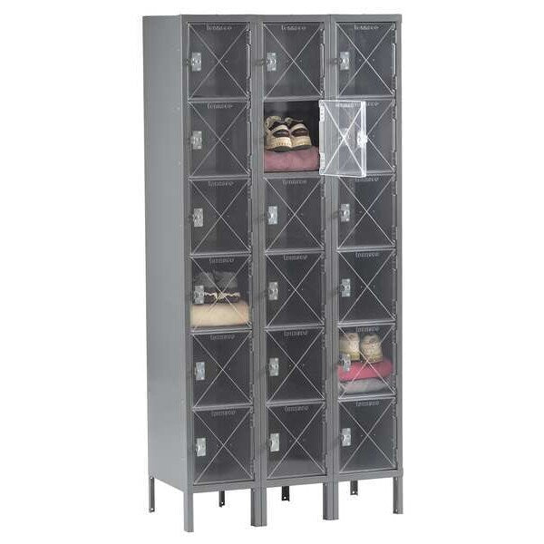 Box Locker, 36 in W, 18 in D, 78 in H, (3) Wide, (18) Openings, Wine