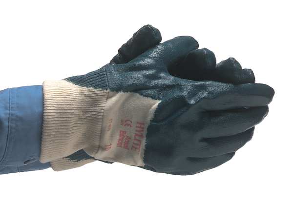 Nitrile Coated Gloves, 3/4 Dip Coverage, Blue, XL, PR