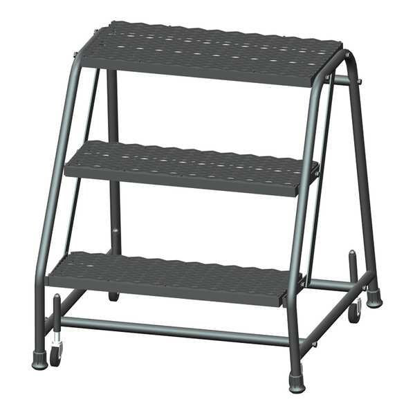 28 1/2 in H Steel Rolling Ladder, 3 Steps