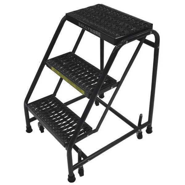 28 1/2 in H Steel Rolling Ladder, 3 Steps