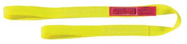 Web Sling, Flat Eye and Eye, 10 ft L, 2 in W, Nylon, Yellow