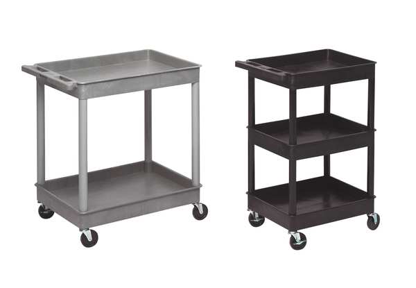 High Density Polyethylene (Shelf)/Polyvinyl Chloride (Leg) Utility Cart with Lipped Plastic Shelves