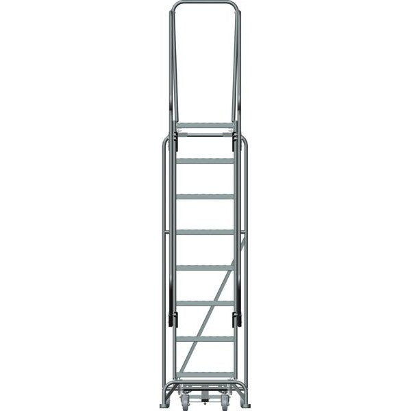 113 in H Steel Rolling Ladder, 8 Steps