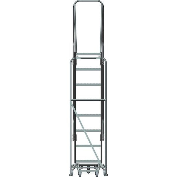 113 in H Steel Rolling Ladder, 8 Steps