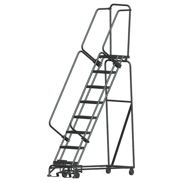 113 in H Steel Rolling Ladder, 8 Steps
