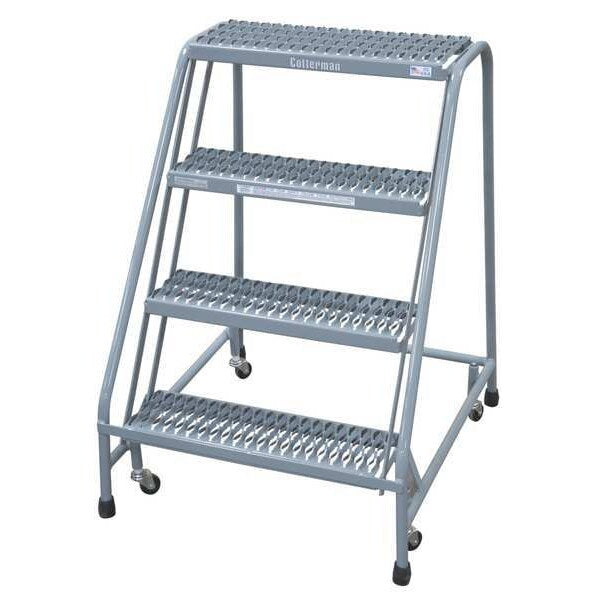 40 in H Steel Rolling Ladder, 4 Steps
