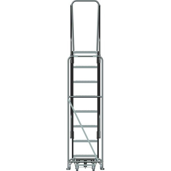 113 in H Steel Rolling Ladder, 8 Steps