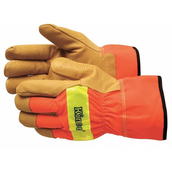 Leather Palm Gloves, Orange, 2XL, PR