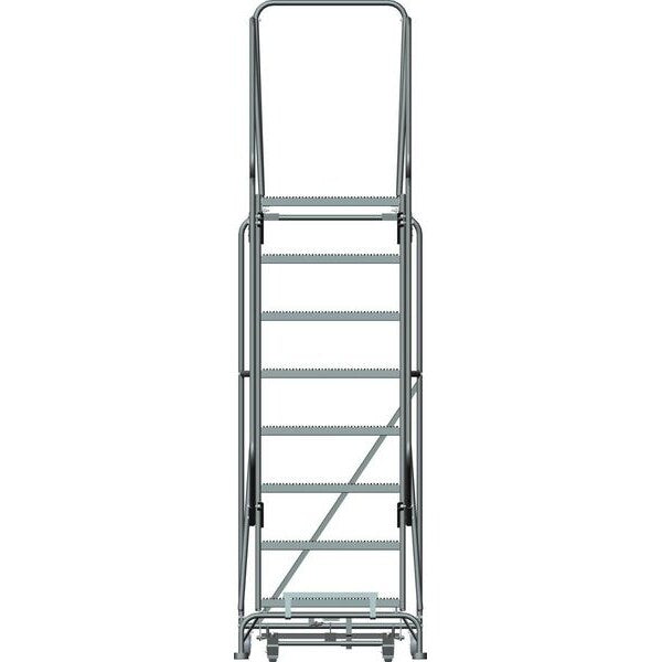 113 in H Steel Rolling Ladder, 8 Steps