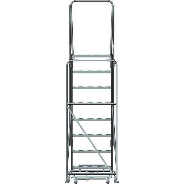 113 in H Steel Rolling Ladder, 8 Steps